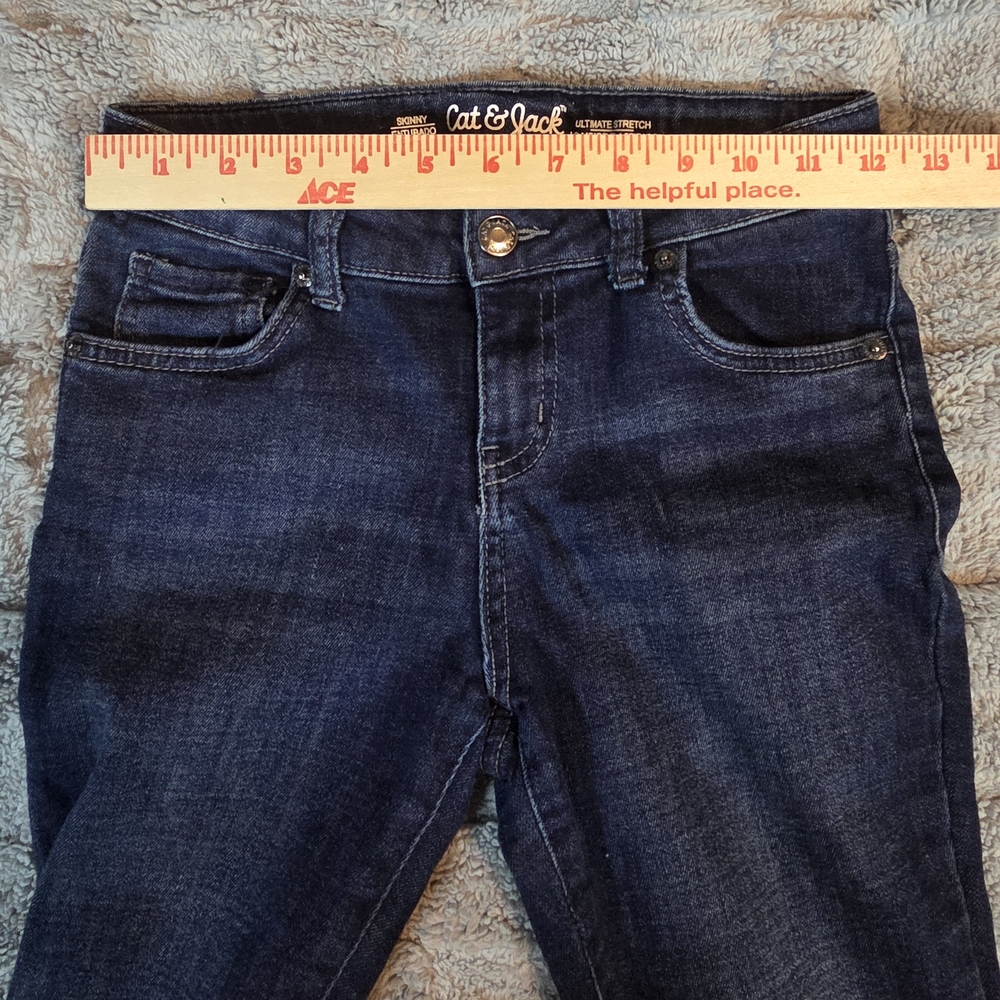 Cat & Jack Girls Size 12 Skinny Jeans Ultimate Stretch Dark Wash - Picture 4 of 11